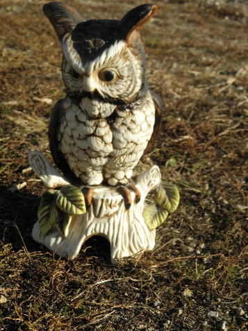 Large 70s vintage owl, Homco bisque china, retro ceramic figurine