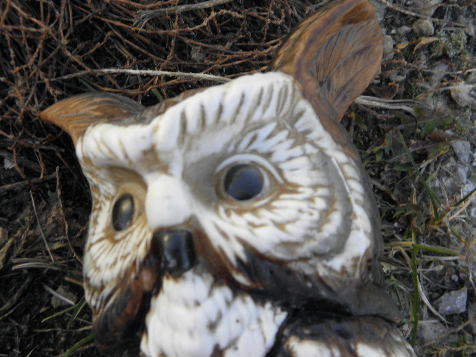 Large 70s vintage owl, Homco bisque china, retro ceramic figurine