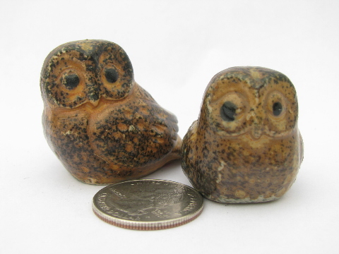 Large collection of tiny owls, vintage china figurine miniatures lot