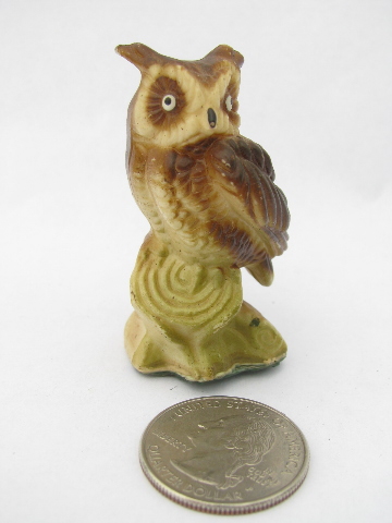 Large collection of tiny owls, vintage china figurine miniatures lot