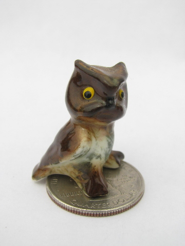 Large collection of tiny owls, vintage china figurine miniatures lot