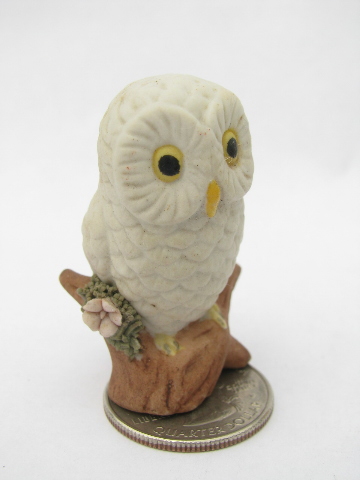 Large collection of tiny owls, vintage china figurine miniatures lot