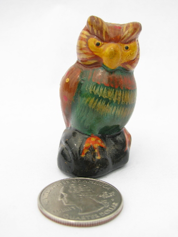 Large collection of tiny owls, vintage china figurine miniatures lot