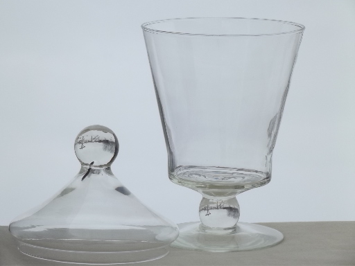 Large glass apothecary jar canister, vintage store counter display bottle