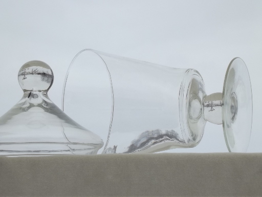 Large glass apothecary jar canister, vintage store counter display bottle