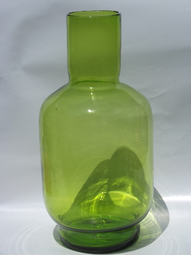 Large tall green glass bottle, MCM vintage floor vase, huge and retro!