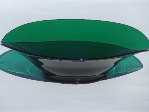 Large Viking Epic bowl w/ mod shape, vintage forest green glassware