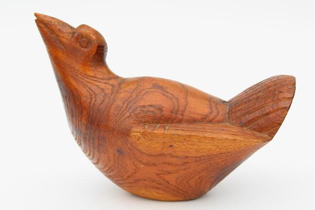 large vintage carved wooden bird, tropical wood pigeon or kookaburra