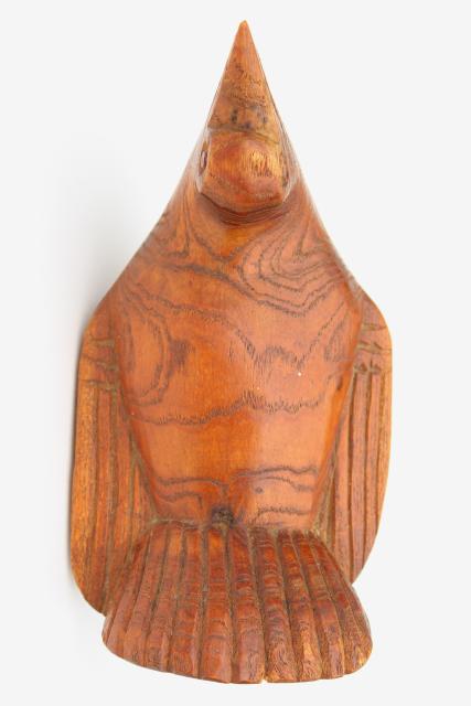 large vintage carved wooden bird, tropical wood pigeon or kookaburra
