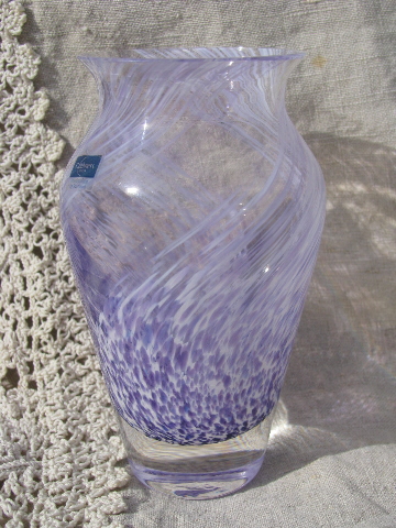 Lavender purple and white glass vase, Caithness handcrafted in Scotland