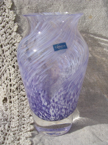 Lavender purple and white glass vase, Caithness handcrafted in Scotland