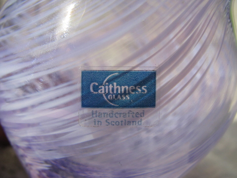 Lavender purple and white glass vase, Caithness handcrafted in Scotland