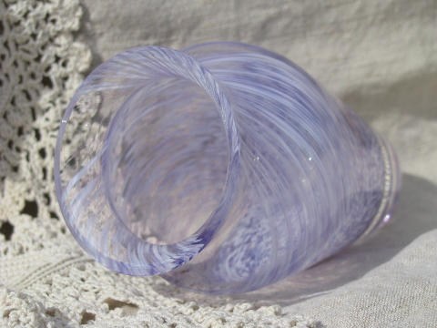 Lavender purple and white glass vase, Caithness handcrafted in Scotland