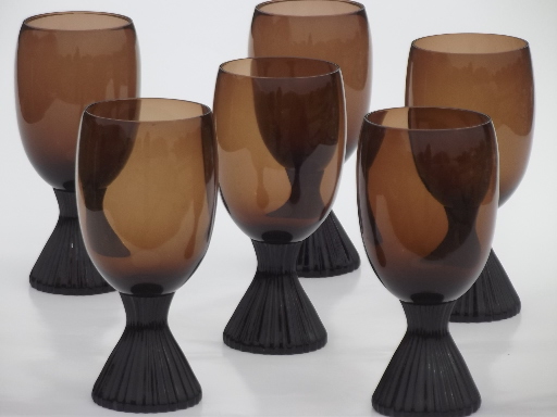Lenox crystal Tempo water glasses set of 6, nutmeg brown glass goblets