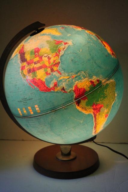 lighted vintage world globe w/ Soviet era map, World Horizon Replogle
