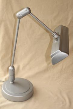 lightolier vintage Swivelier drafting table work light, industrial metal floating arm lamp
