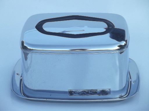 Lincoln BeautyWare vintage chrome cake carrier, cake cover & latching plate