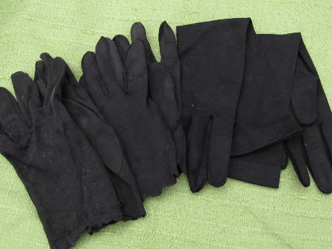 Lot 14 pairs 1950s-60s vintage gloves, leather & cloth, long & short