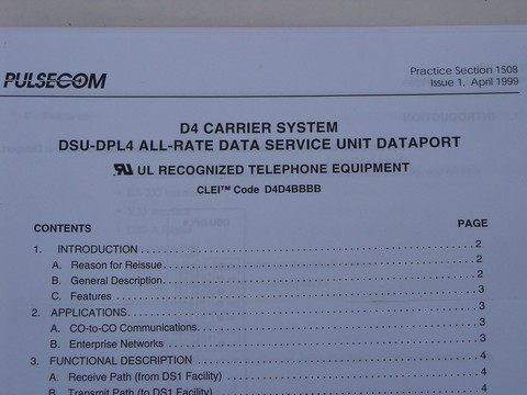 Lot 3 Pulsecom D4 Carrier System DSU-DPL4 All Rate Data Service units