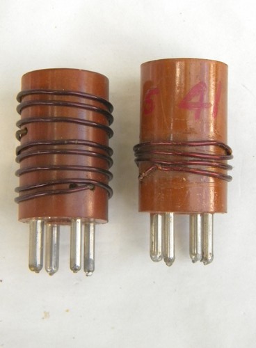 Lot 5 vintage plug-in copper coils for early radio equipment