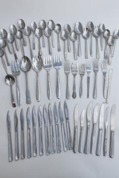 Lot 50+ pieces assorted stainless steel flatware, vintage & newer silverware