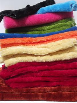 Lot 70s vintage furry shag pile fake fur fabric, bright retro colors