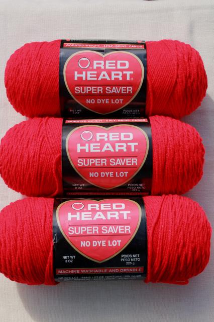 lot Red Heart Super Saver acrylic yarn, big jumbo skeins, Christmas red & green