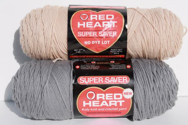 lot Red Heart Super Saver acrylic yarn, big jumbo skeins, metro / hipster colors