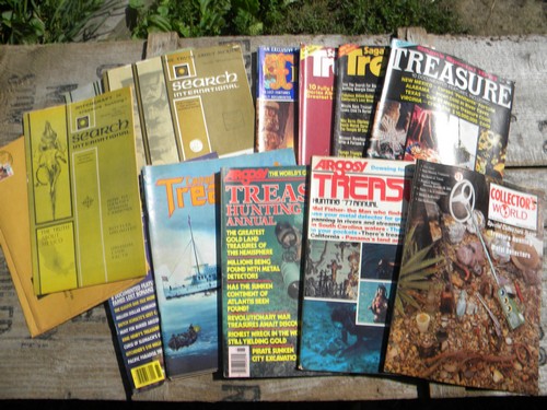 Lot assorted old treasure hunting magazines, gold, silver, relics etc.