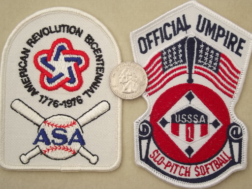 Lot embroidered softball patches, Ameteur Softball Association badges