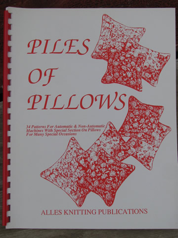 Lot knitting machine pattern books, afghans and pillows, hats, mittens etc.