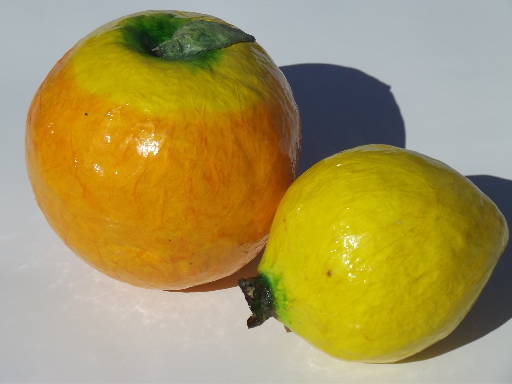 Lot Mexican paper mache fruit, vintage bright tropical fruits papier mache