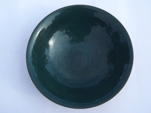 Lot mid-century modern copper enamel, square ashtray, round dishes and bowls