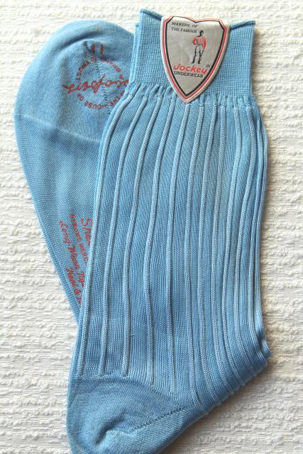 lot new old stock 40s 50s vintage men's socks new w/ labels, argyle & striped nylon socks