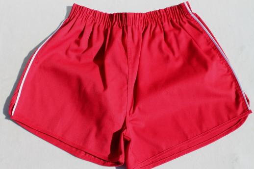 Lot new old stock vintage gym shorts, red & white track running shorts ...