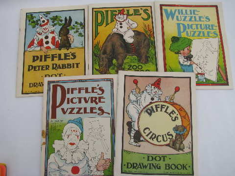 Lot of 1930's vintage children's activity books, coloring pages