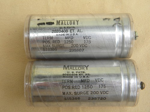 Lot of 3 1930s vintage Mallory capacitors 175 VDC 1250 MFD