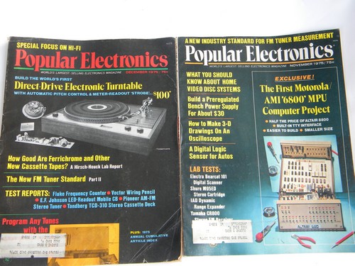Lot of 4 retro vintage 1975 Popular Electronics magazines w/ projects.