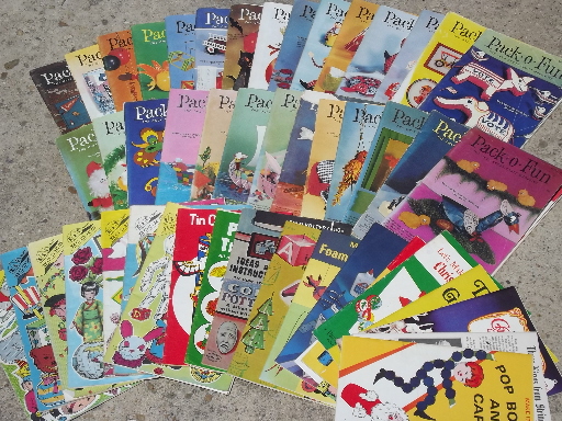 Lot of 70s camp and scrap craft project booklets and Pack O Fun magazines
