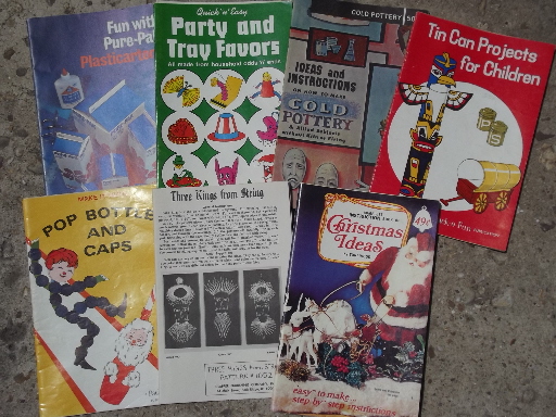 Lot of 70s camp and scrap craft project booklets and Pack O Fun magazines