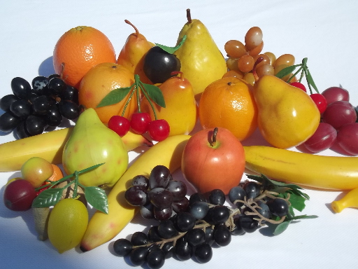 Lot of assorted vintage fake fruit,   artificial fruit for crafts, display