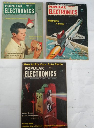 Lot of mid-century 1959 vintage Popular Electronics magazines