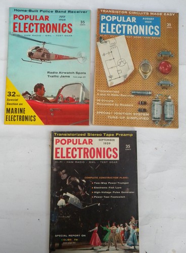 Lot of mid-century 1959 vintage Popular Electronics magazines
