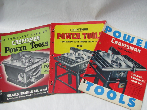 Lot of mid-century 40s/50s vintage power tool advertising catalogs, Craftsman, Delta