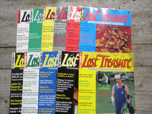 Lot of old Lost Treasure metal detecting magazines, 1990s back issues