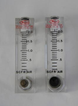 Lot of two Dwyer SCFH industrial compressed air flow meters