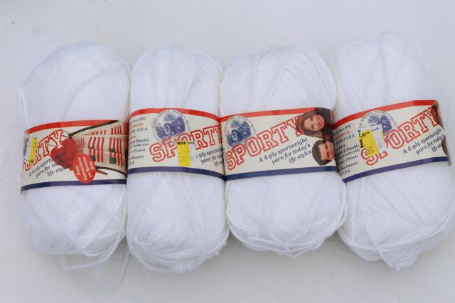 lot of vintage acrylic yarn, 90s retro colors Lion brand Sporty sport weight