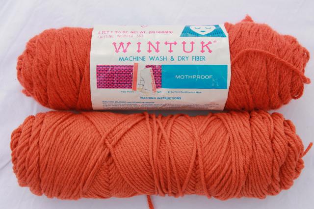 lot of vintage acrylic yarn, autumn harvest russet red brown orange colors, 20 skeins