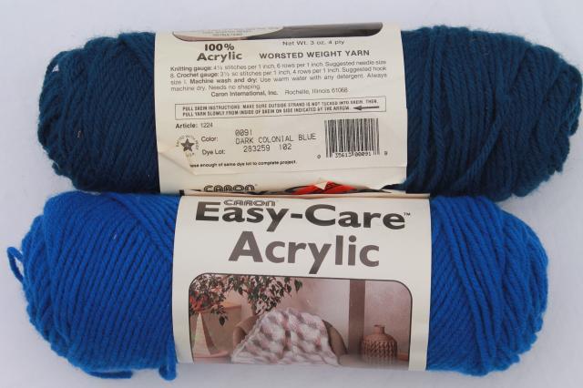 lot of vintage acrylic yarn, blue green grey purple cool colors, 18 skeins