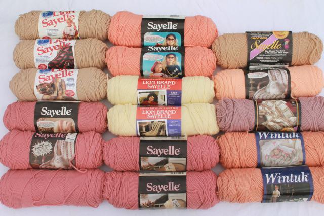 lot of vintage acrylic yarn, sand adobe southwest sunset colors, 16 skeins